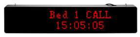 BellMe B-901 display panel showing red LED text and time on a black duty station display